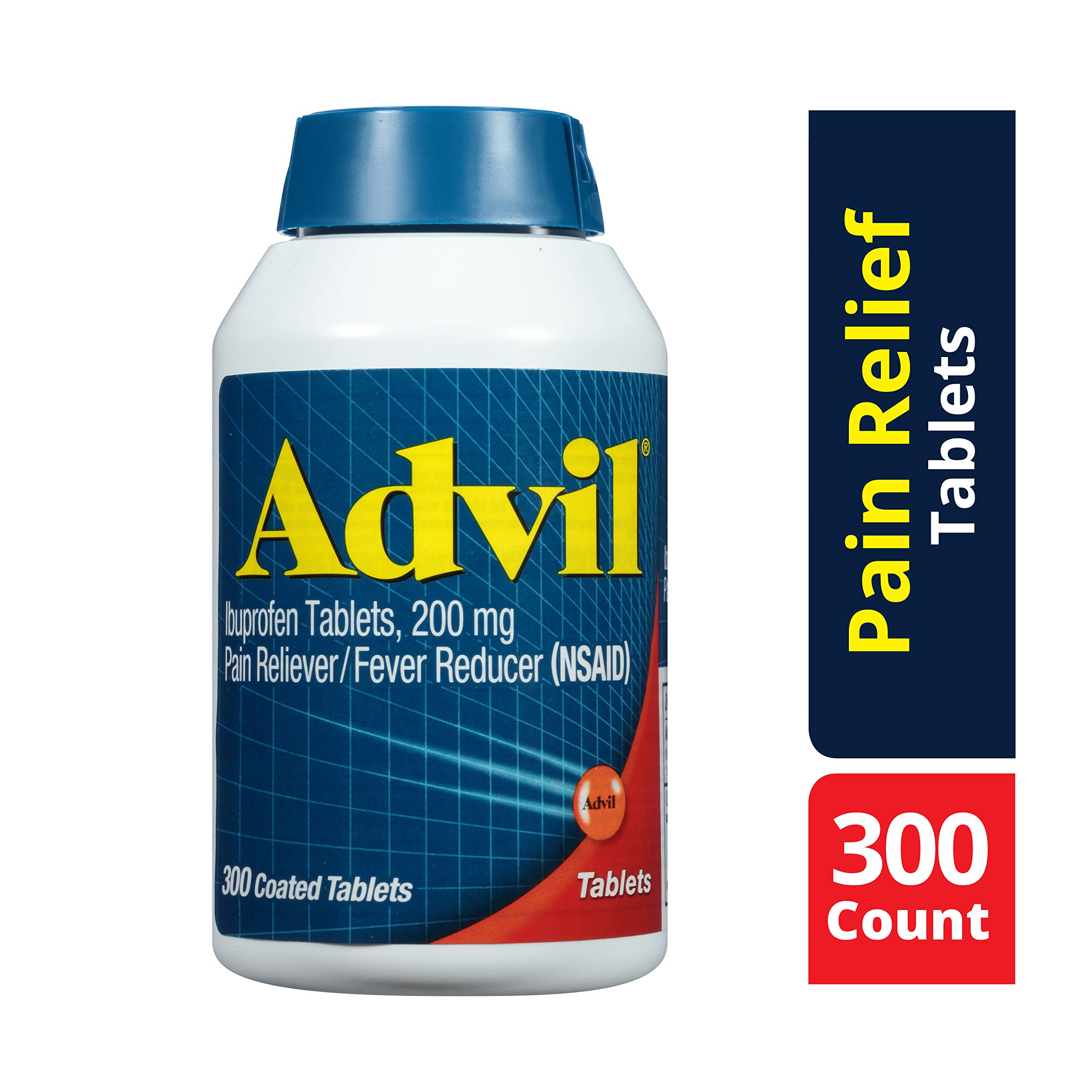 Advil 300 Tablets 200mg Ibuprofen Pain Reliever/Fever ...