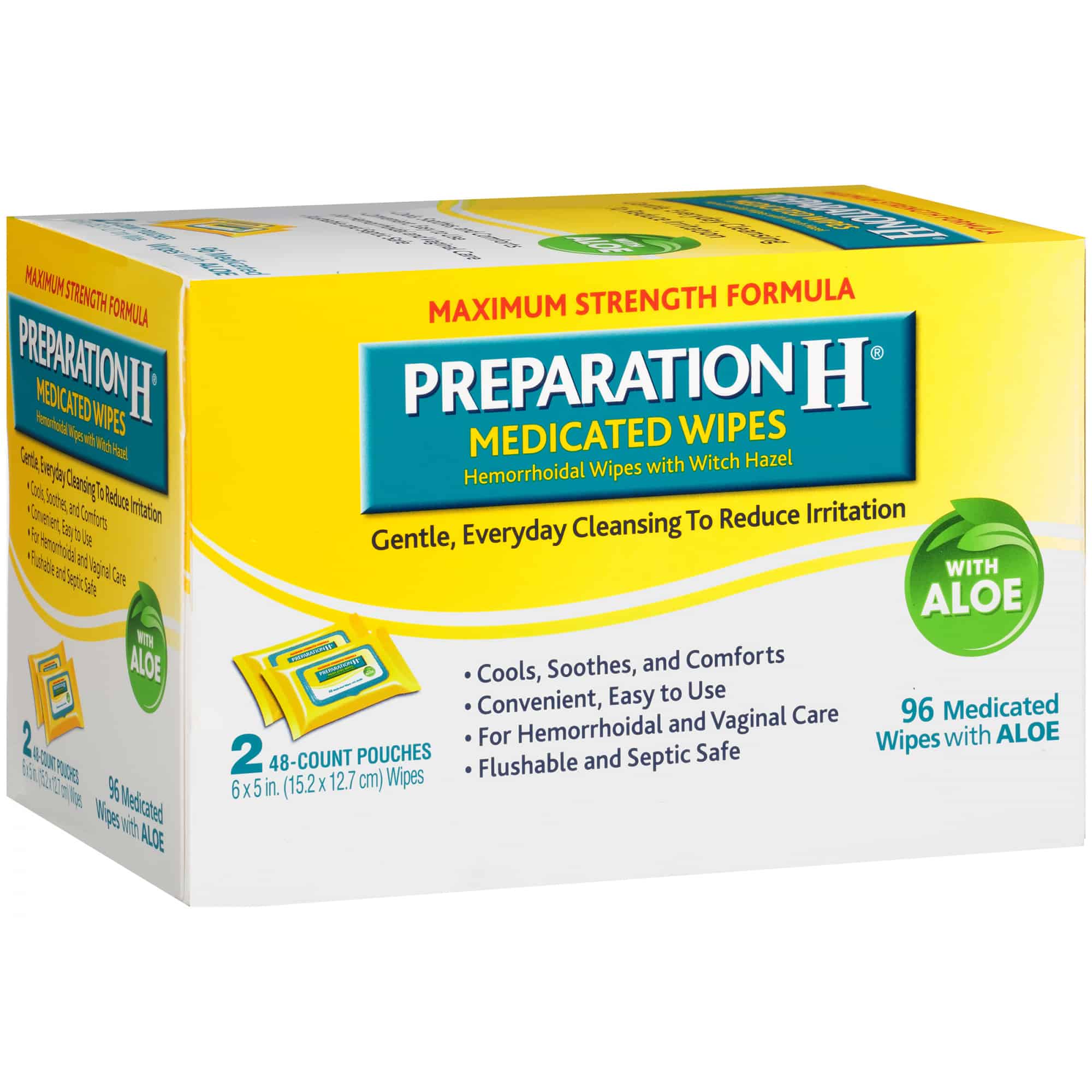 Preparation H Flushable Medicated Hemorrhoid Wipes Pack of 4 48 Count ...