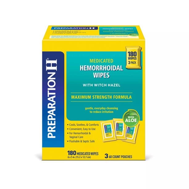 Preparation H Flushable Medicated Hemorrhoidal Wipes, Maximum Strength ...