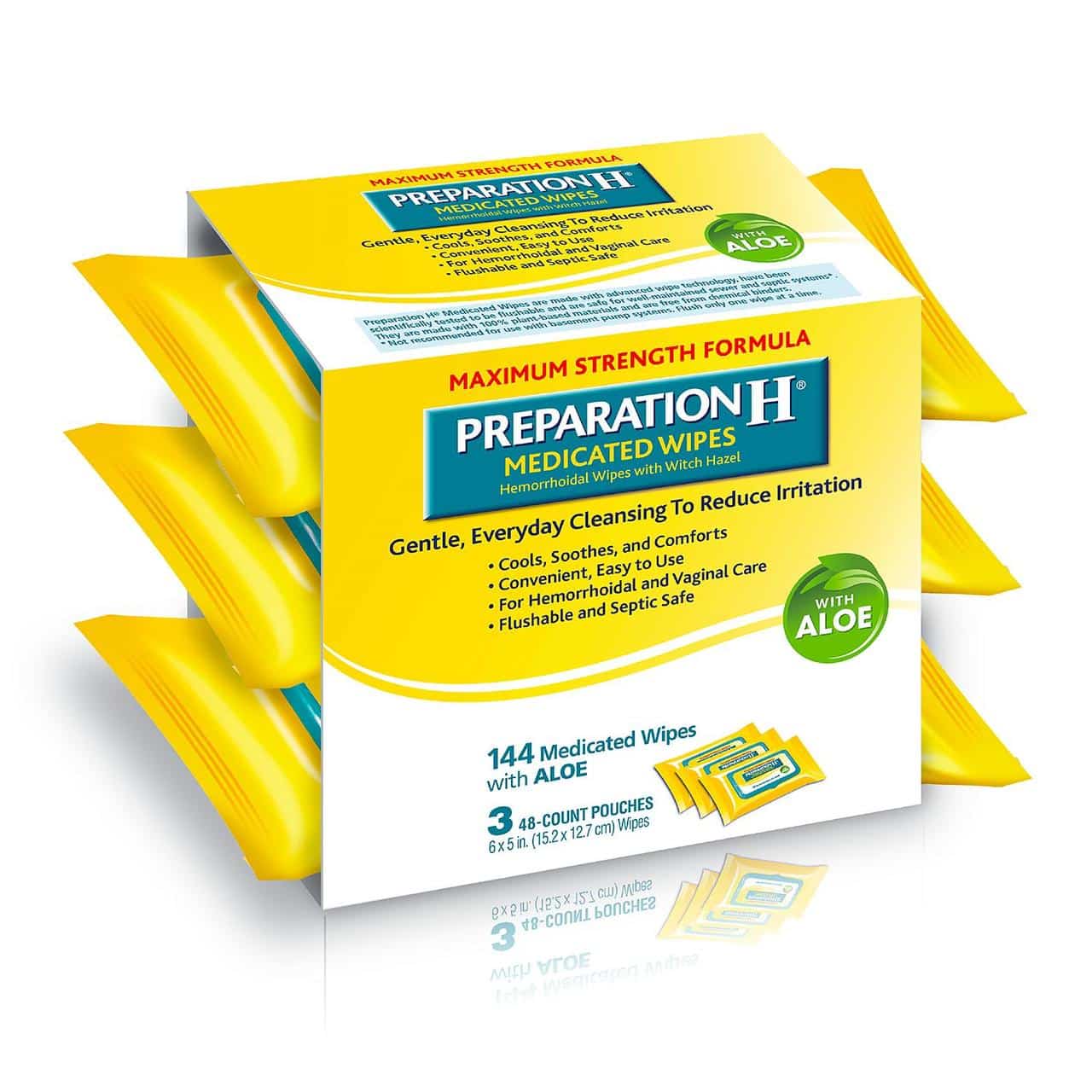 Preparation H Flushable Medicated Hemorrhoidal Wipes Pouch, Maximum ...