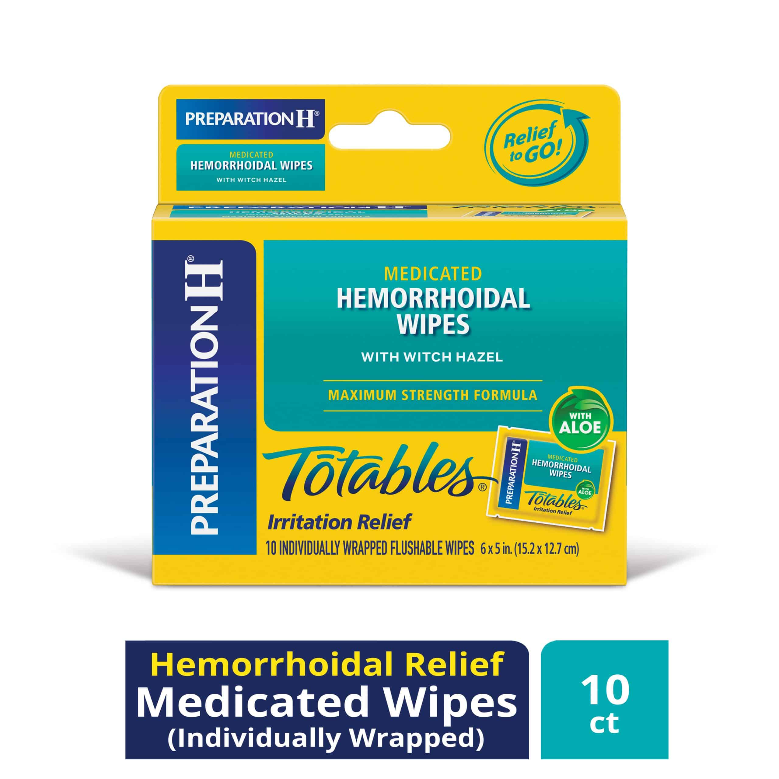 Preparation H Totables Medicated Hemorrhoid Wipes and flushable Wipes ...