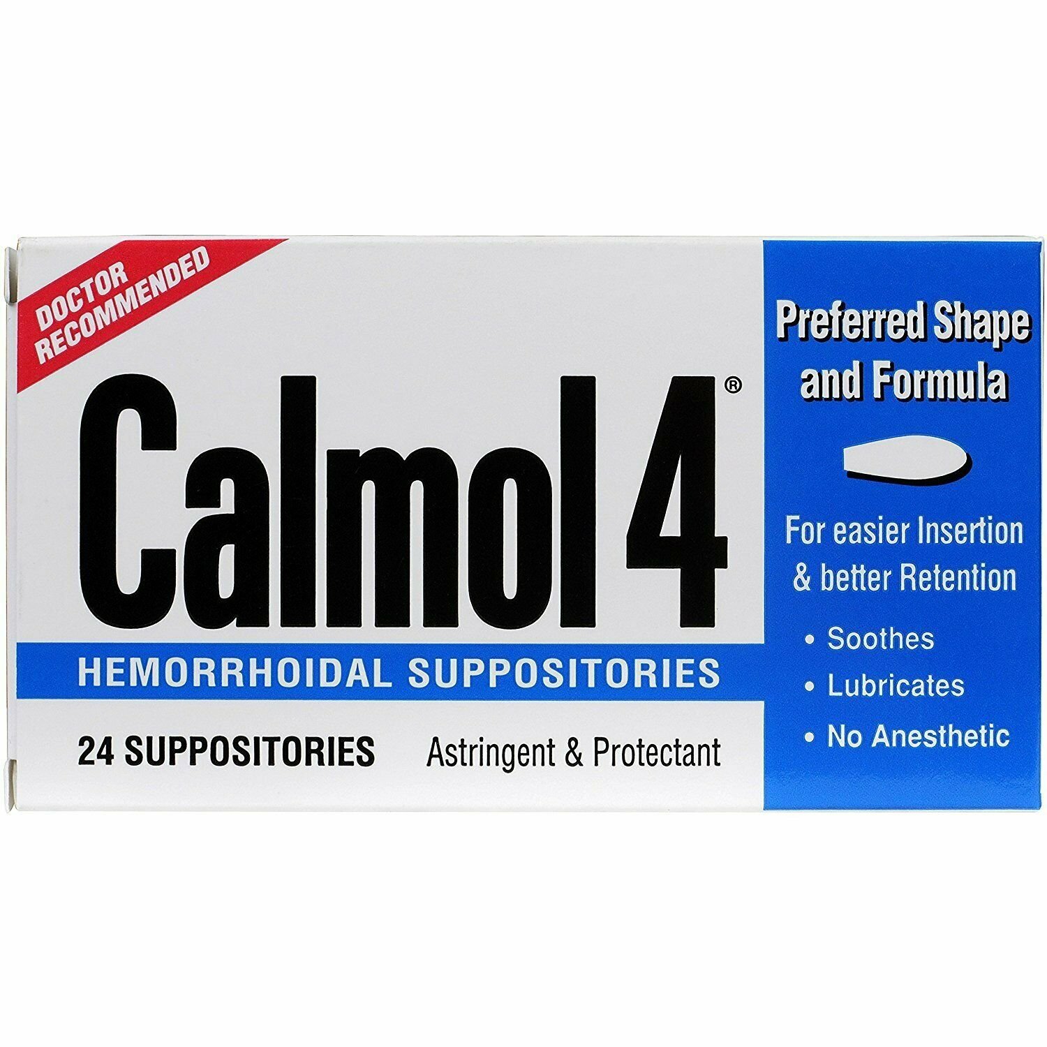 RESICAL Calmol 4 Hemorrhoidal Suppositories, 24 Count