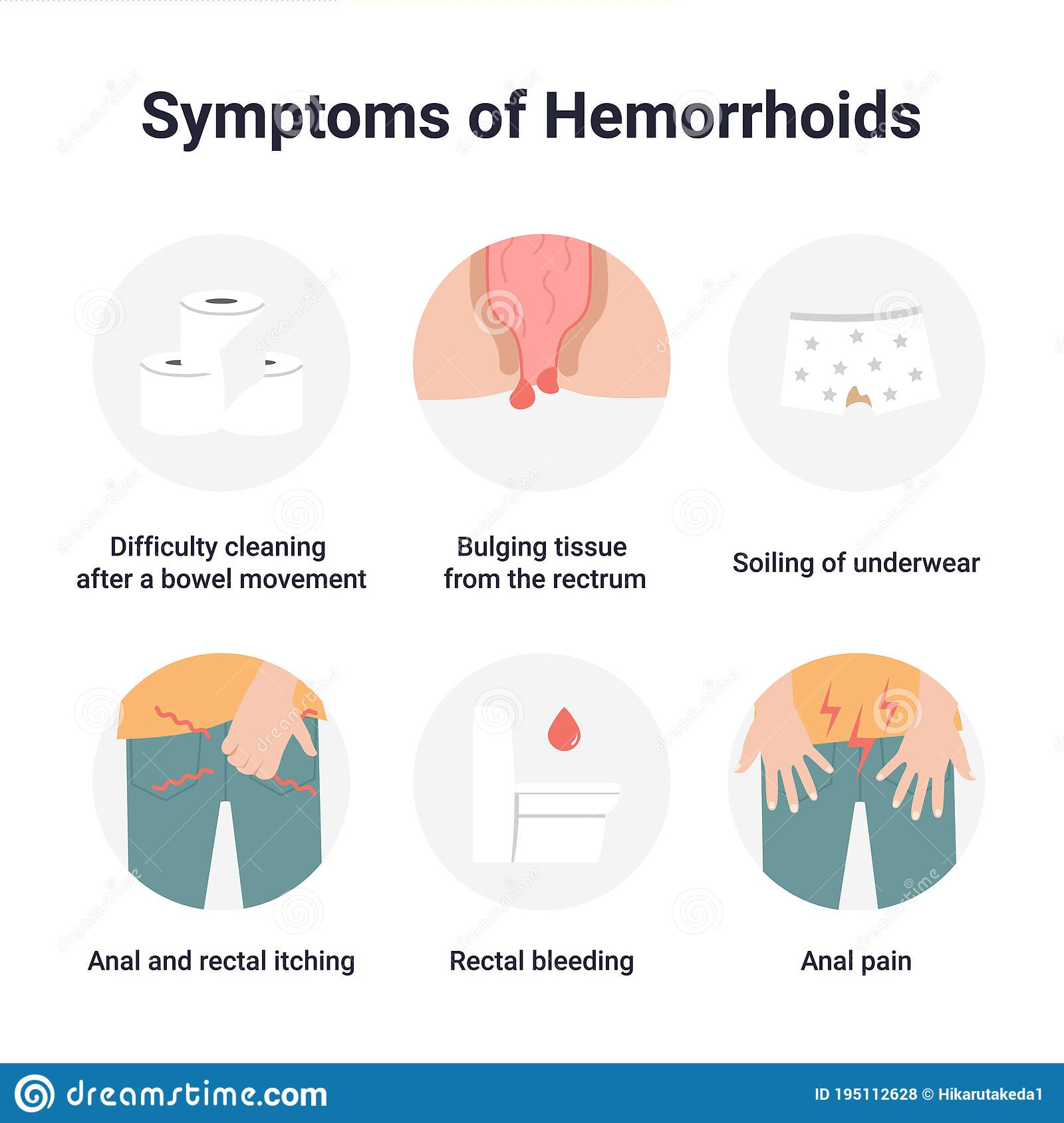 Set Symptoms of Hemorrhoids Stock Vector