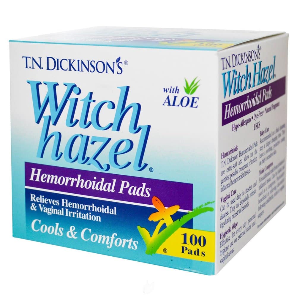 Witch Hazel Hemorrhoidal Pads 100 Ct by Dickinson Brands, Pack of 2 ...